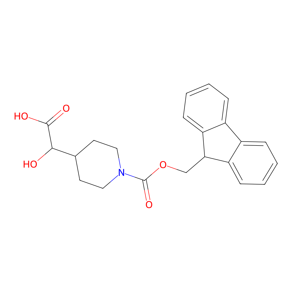 2-(1-{[(9H-fluoren-9-yl)methoxy]carbonyl}piperidin-4-yl)-2-hydroxyacetic acid molecular structure, CAS 2138374-29-3