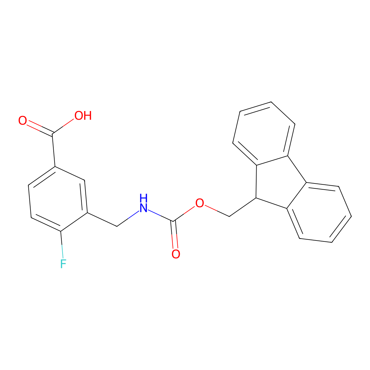 3-[({[(9H-fluoren-9-yl)methoxy]carbonyl}amino)methyl]-4-fluorobenzoic acid molecular structure, CAS 2138376-02-8