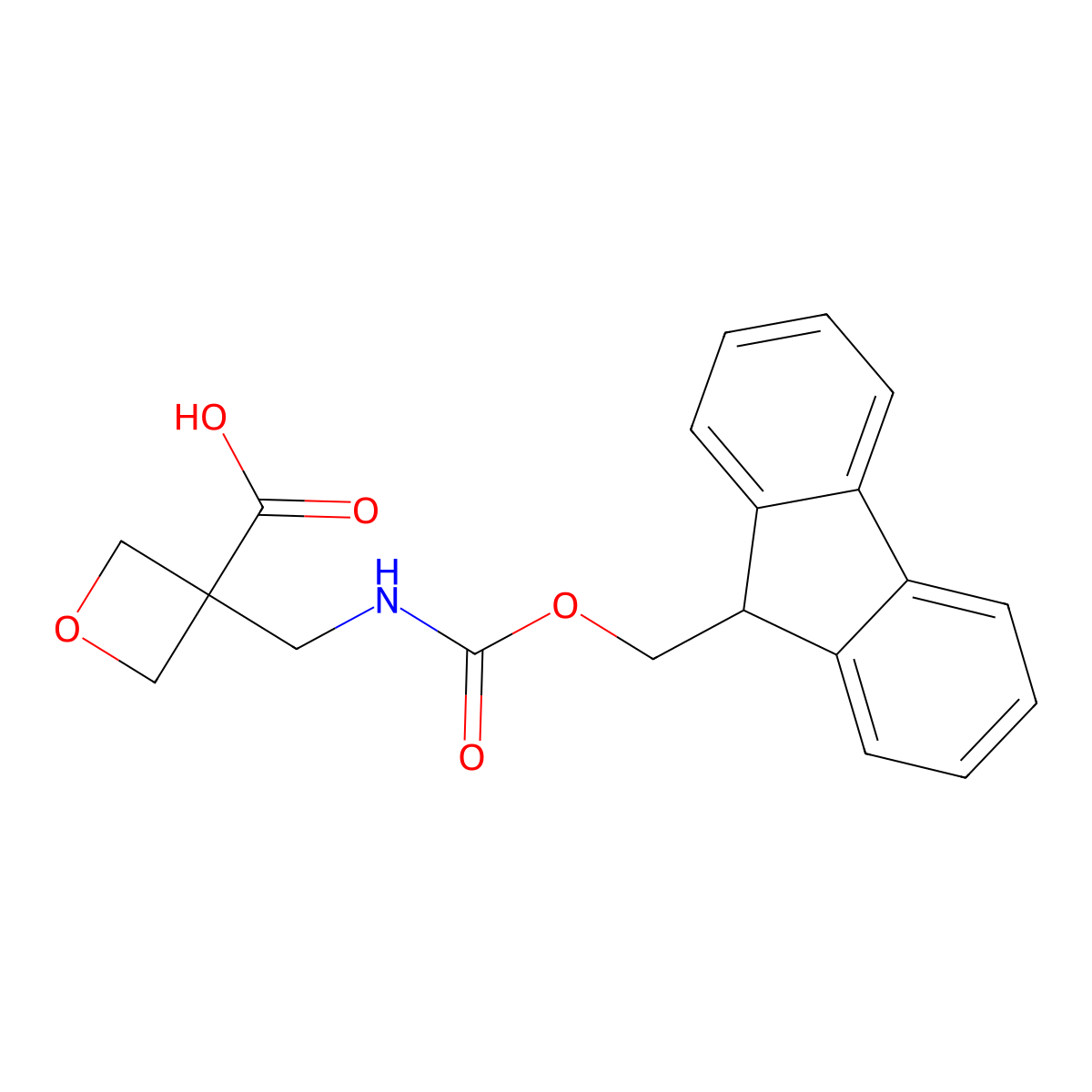 3-[({[(9H-fluoren-9-yl)methoxy]carbonyl}amino)methyl]oxetane-3-carboxylic acid molecular structure, CAS 2138376-11-9