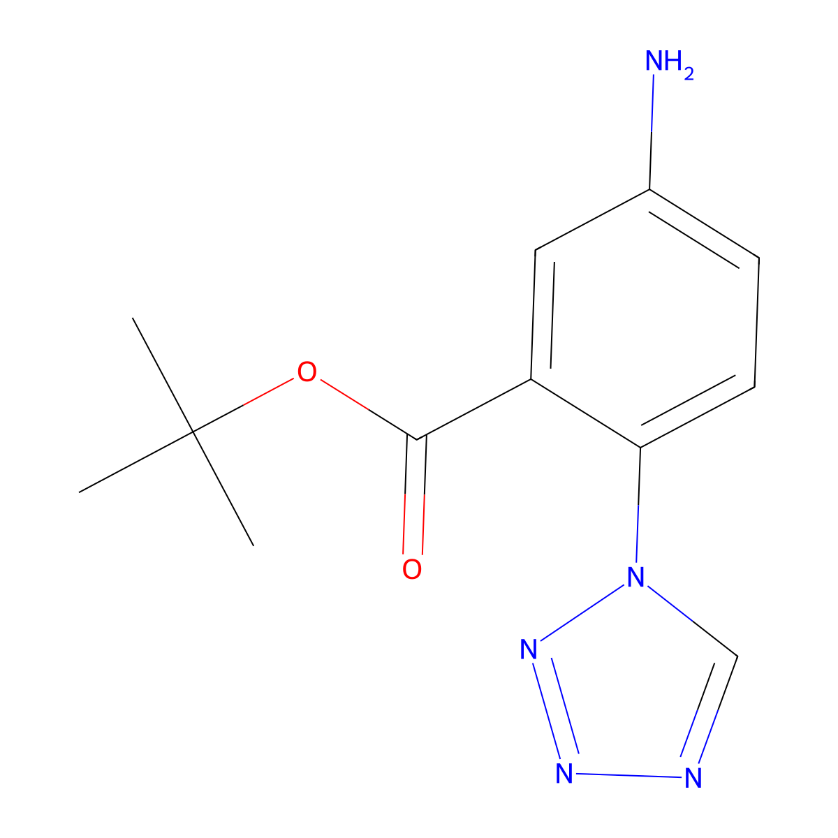 tert-butyl 5-amino-2-(1H-1,2,3,4-tetrazol-1-yl)benzoate molecular structure, CAS 2138377-25-8