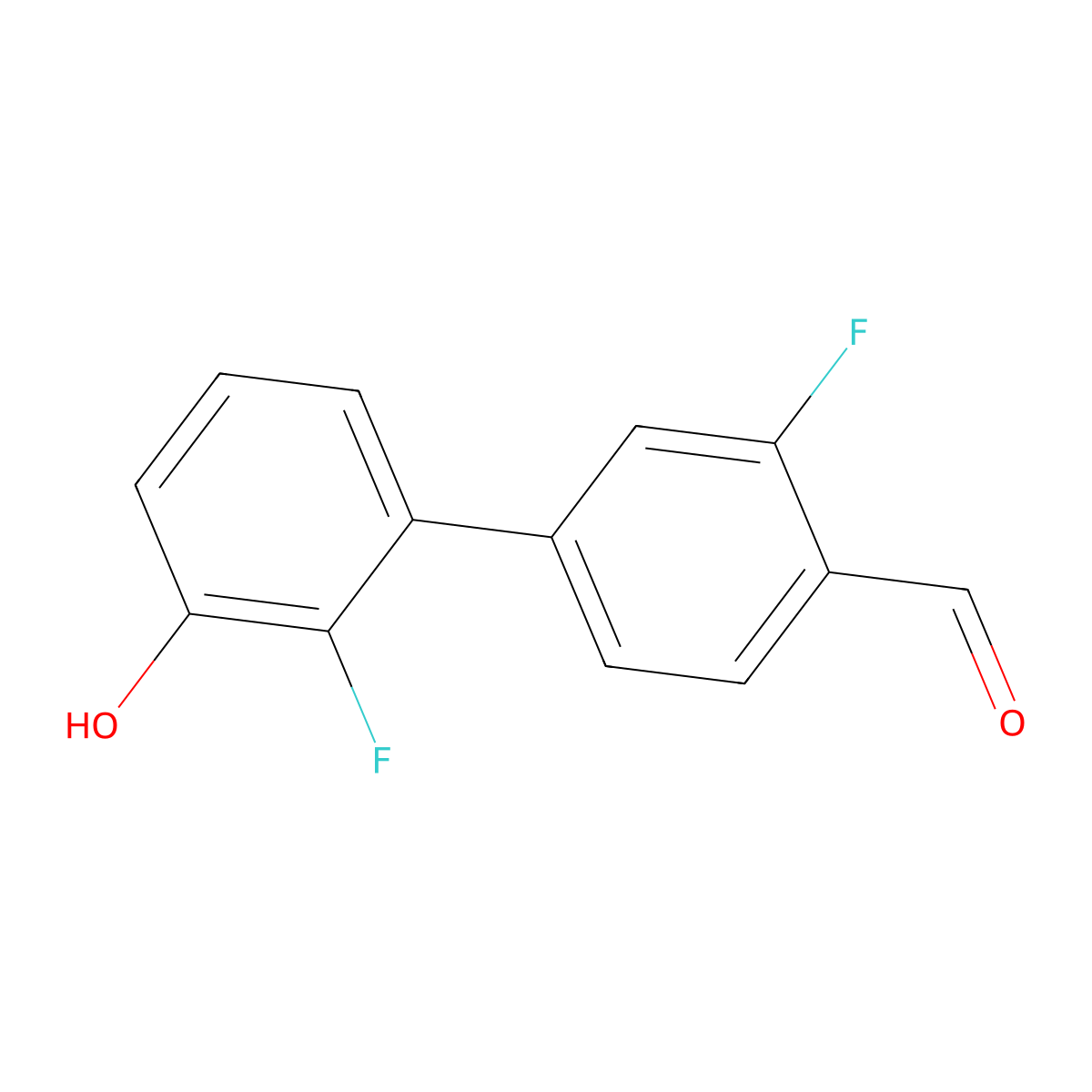 2-Fluoro-4-(2-fluoro-3-hydroxyphenyl)benzaldehyde molecular structure, CAS 2138377-55-4