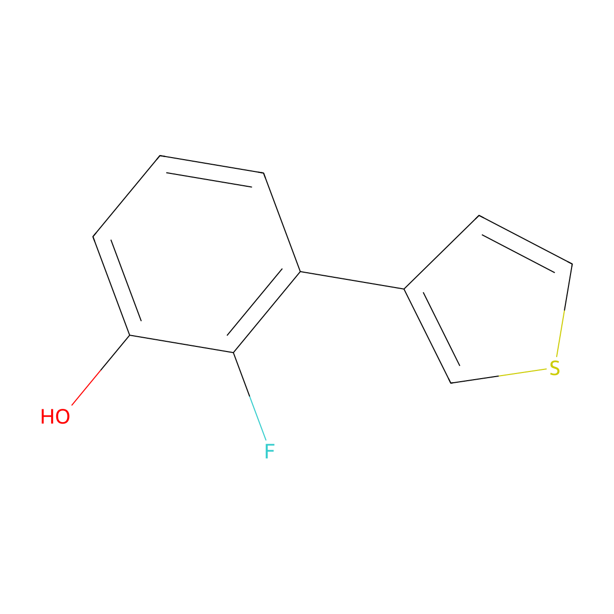 2-Fluoro-3-(thiophen-3-yl)phenol molecular structure, CAS 2138377-56-5