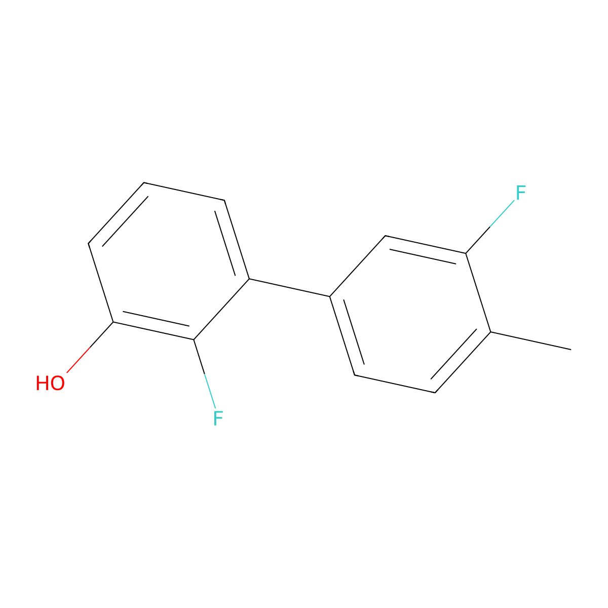 2-Fluoro-3-(3-fluoro-4-methylphenyl)phenol molecular structure, CAS 2138377-58-7
