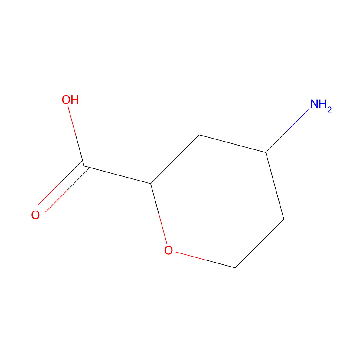 rac-(2R,4R)-4-aminooxane-2-carboxylic acid molecular structure, CAS 2138378-75-1