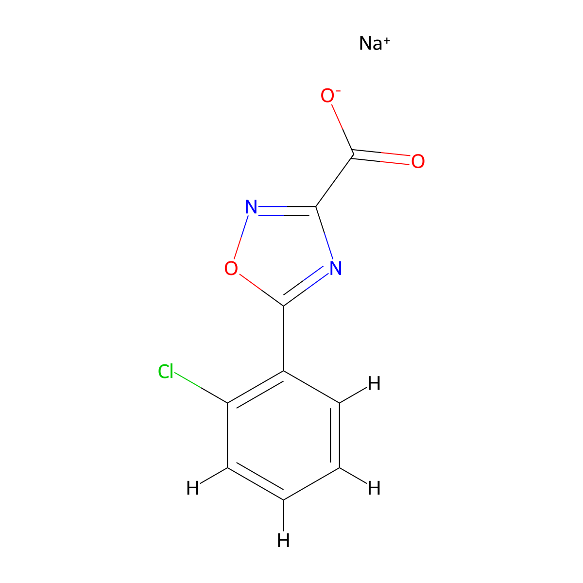 Sodium 5-(2-chlorophenyl)-1,2,4-oxadiazole-3-carboxylate molecular structure, CAS 2138378-86-4