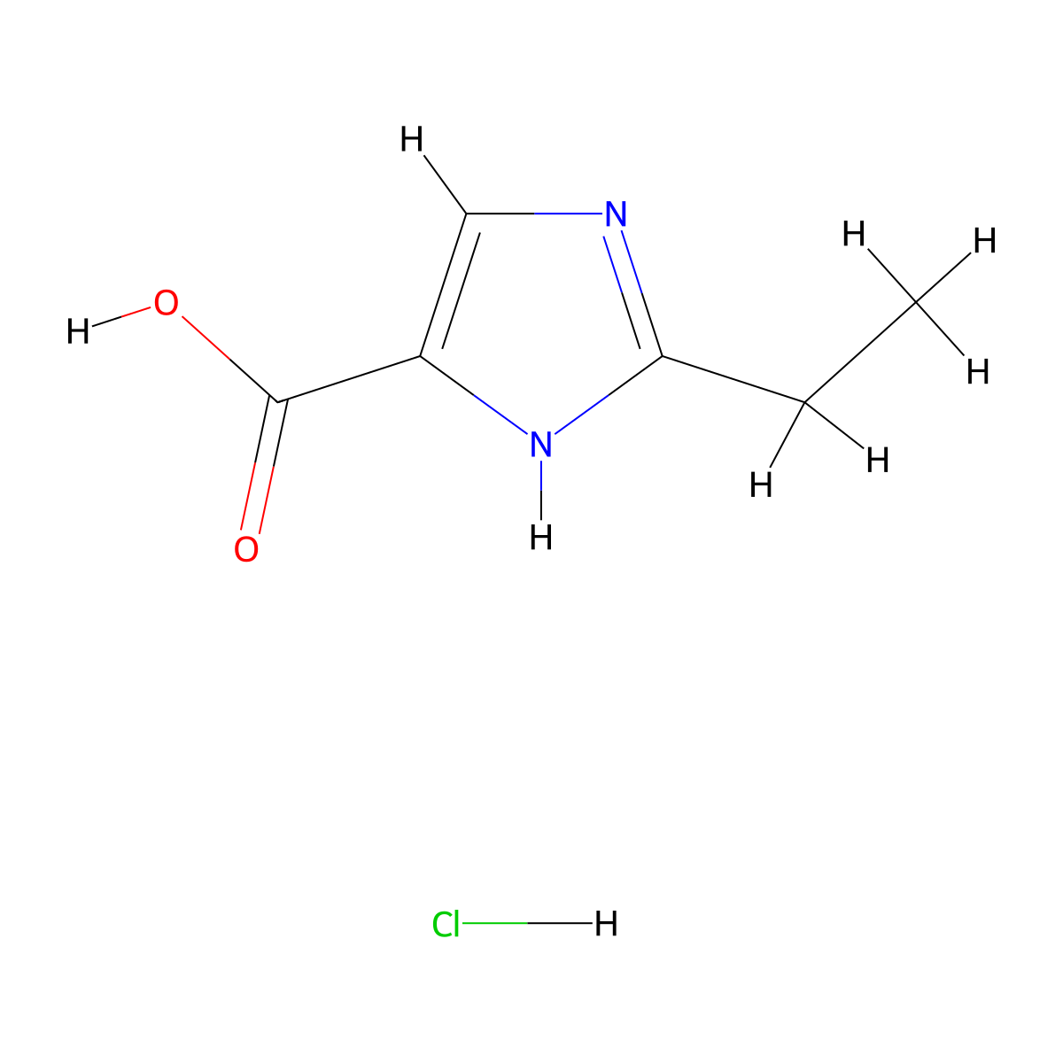 2-ethyl-1H-imidazole-4-carboxylic acid hydrochloride molecular structure, CAS 2138379-11-8