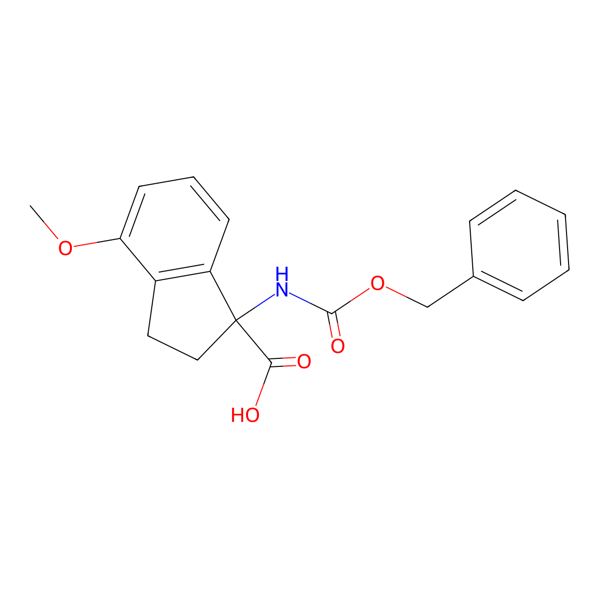 1-{[(benzyloxy)carbonyl]amino}-4-methoxy-2,3-dihydro-1H-indene-1-carboxylic acid molecular structure, CAS 2138379-59-4