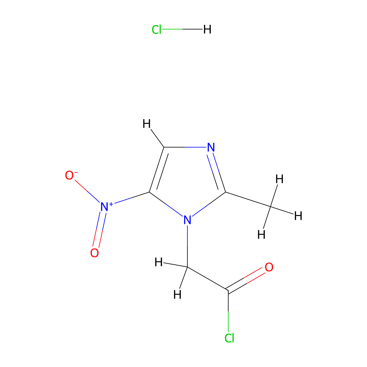 2-(2-methyl-5-nitro-1H-imidazol-1-yl)acetyl chloride hydrochloride molecular structure, CAS 2138379-80-1