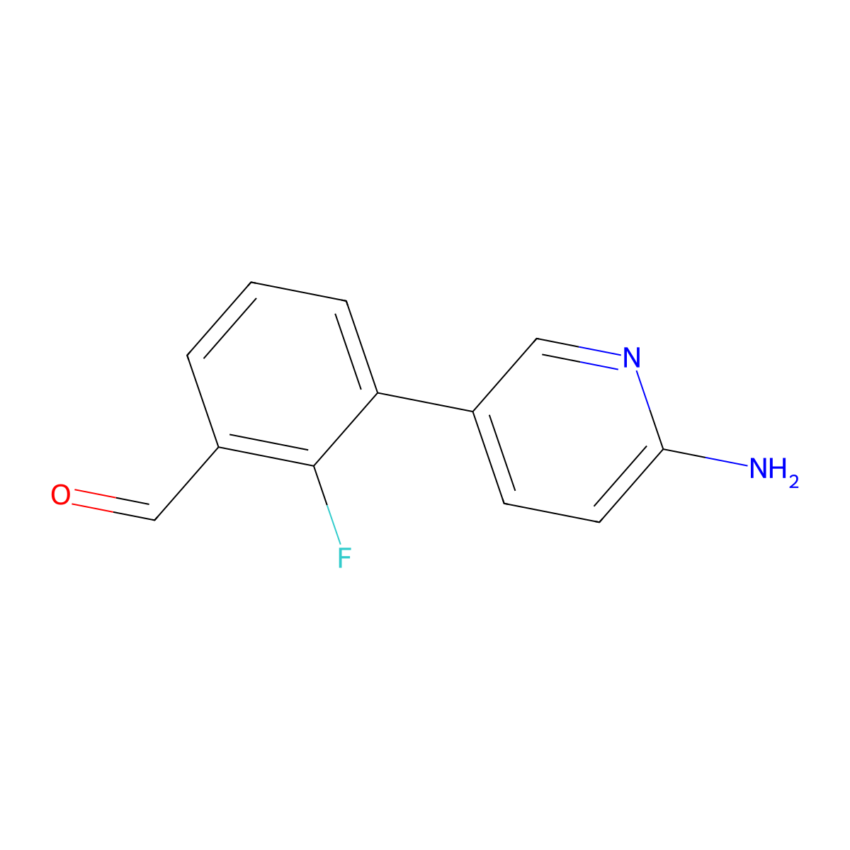 3-(6-Aminopyridin-3-yl)-2-fluorobenzaldehyde molecular structure, CAS 2138380-36-4