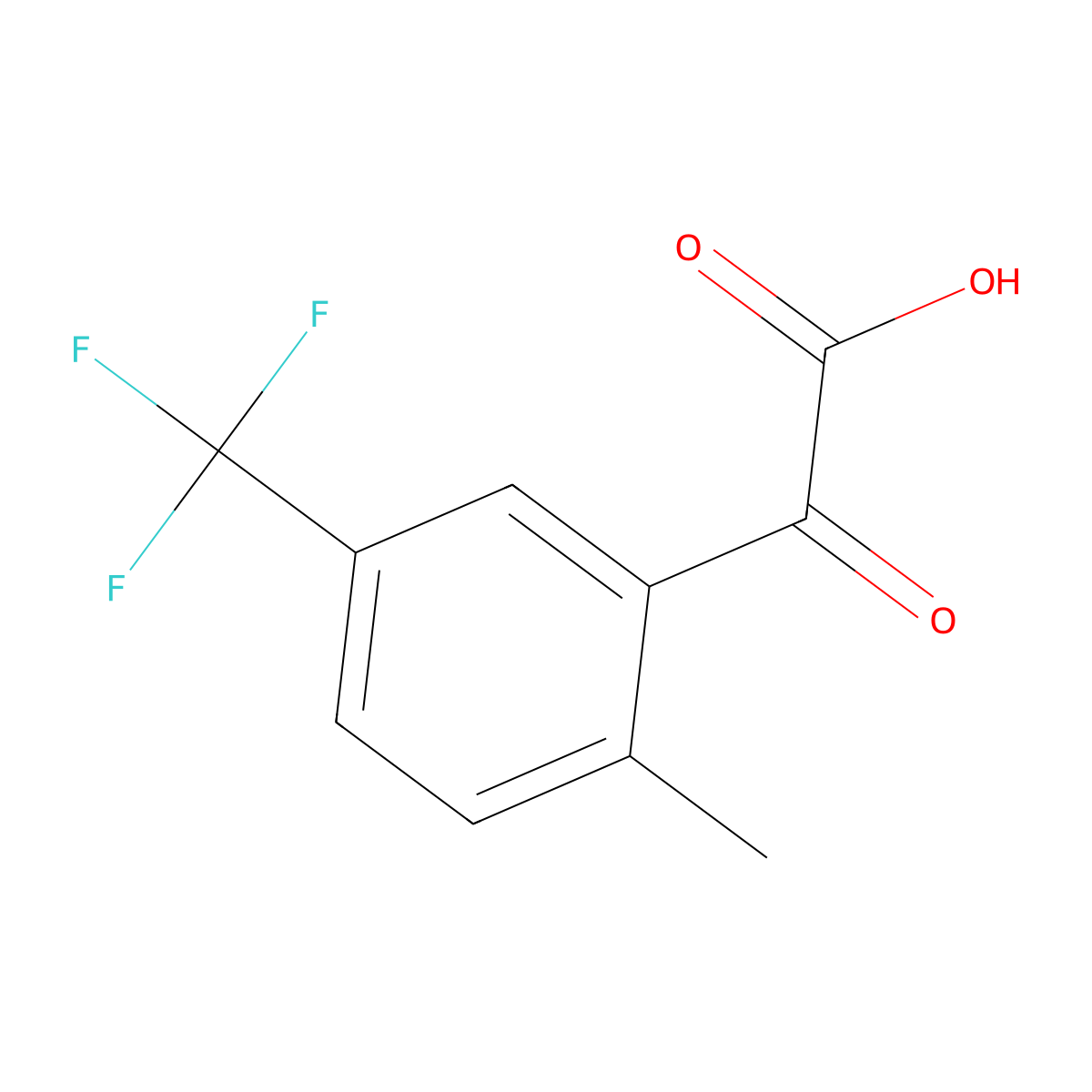 2-[2-Methyl-5-(trifluoromethyl)phenyl]-2-oxoacetic acid molecular structure, CAS 2138381-86-7