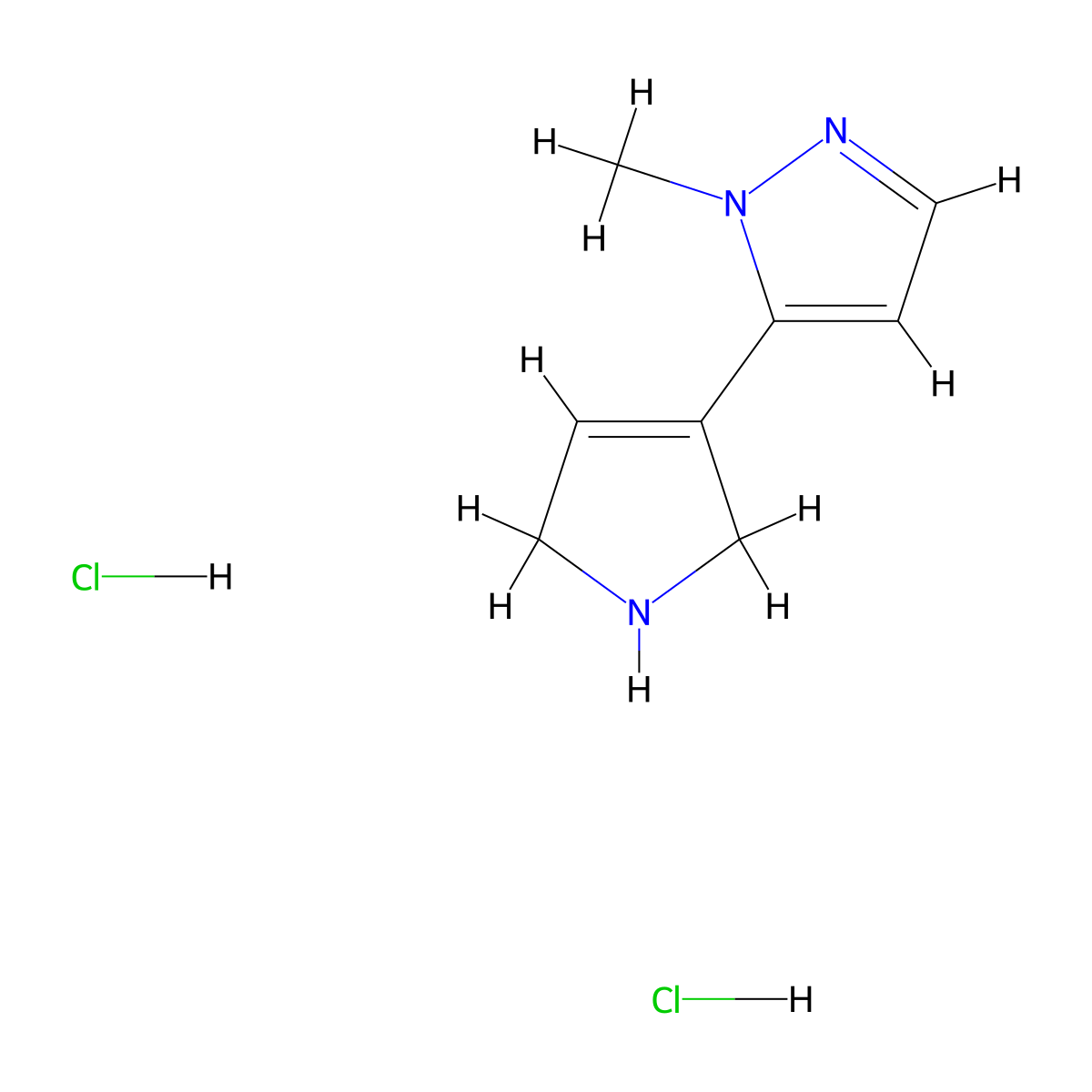5-(2,5-dihydro-1H-pyrrol-3-yl)-1-methyl-1H-pyrazole dihydrochloride molecular structure, CAS 2138382-26-8
