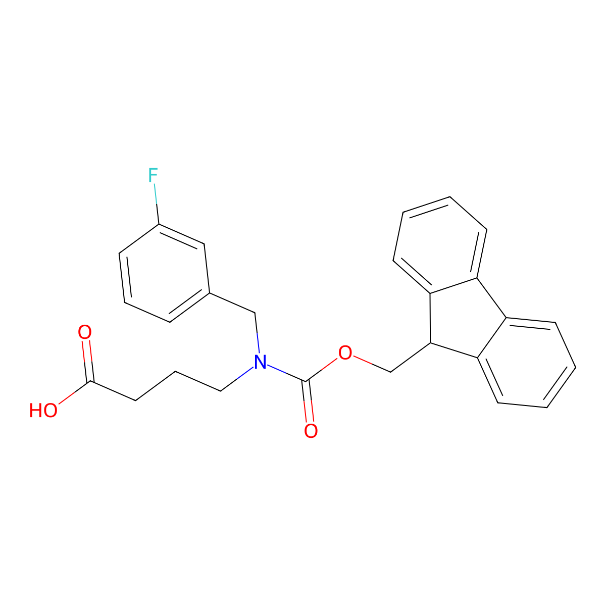 4-({[(9H-fluoren-9-yl)methoxy]carbonyl}[(3-fluorophenyl)methyl]amino)butanoic acid molecular structure, CAS 2138382-47-3