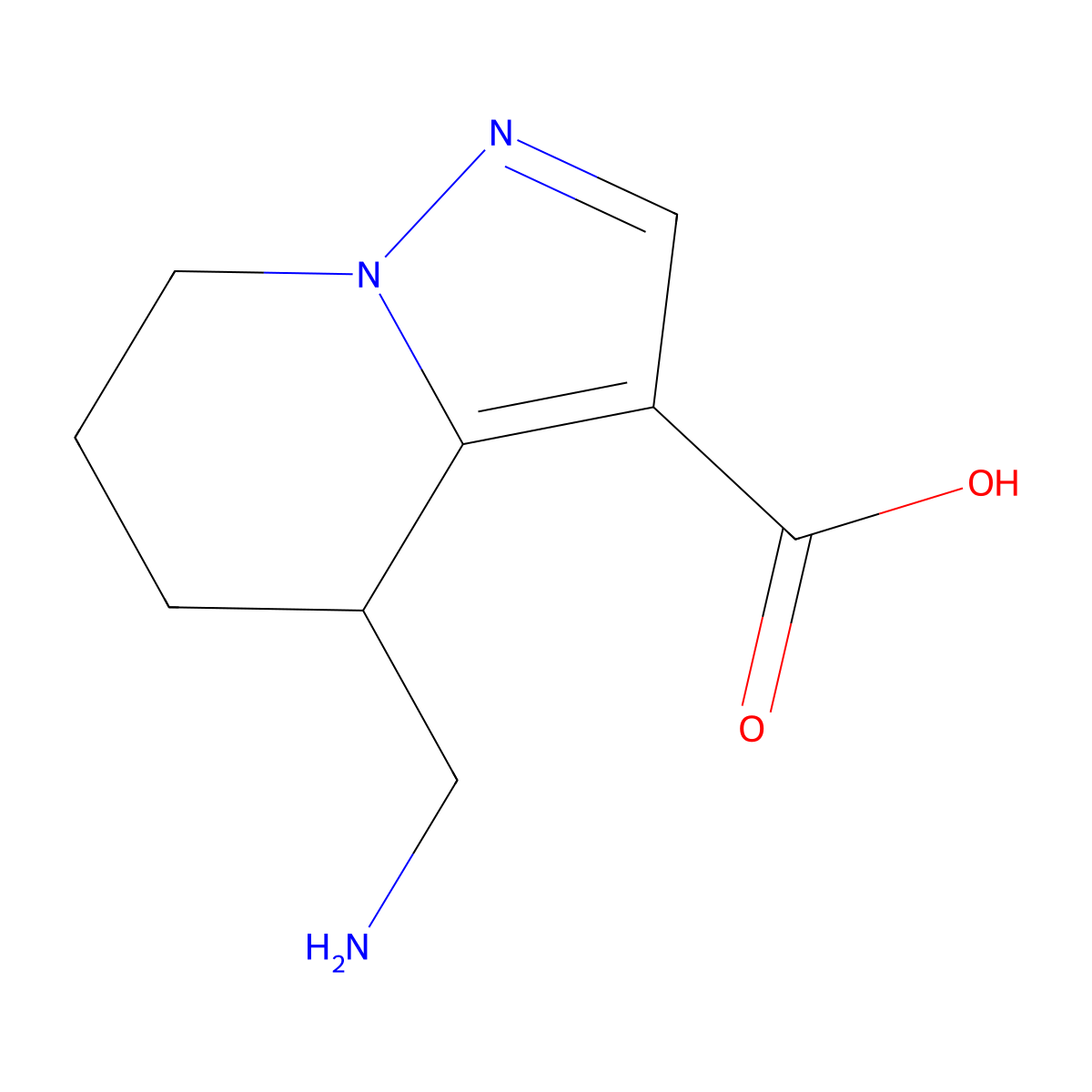 4-(aminomethyl)-4H,5H,6H,7H-pyrazolo[1,5-a]pyridine-3-carboxylic acid molecular structure, CAS 2138384-27-5