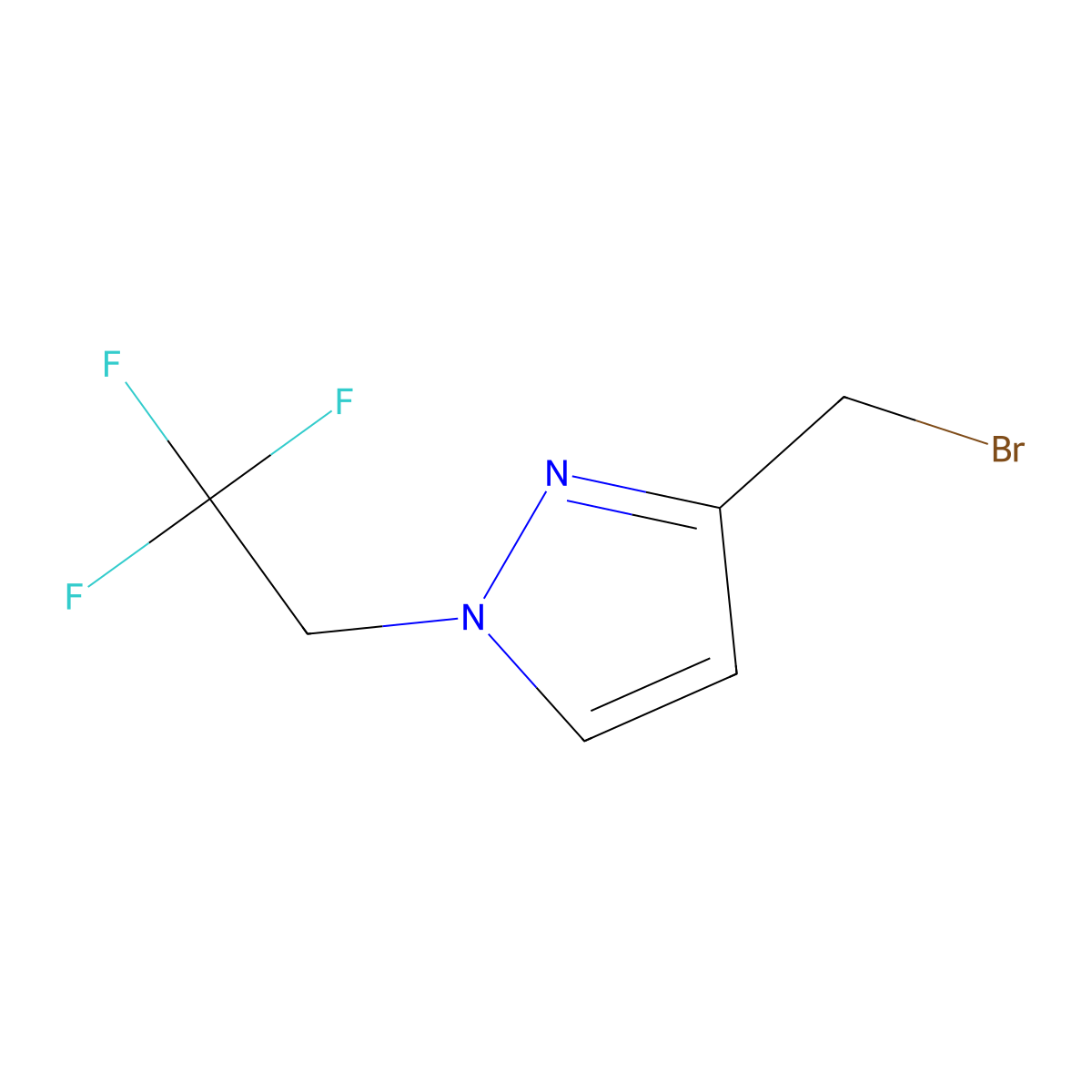 3-(bromomethyl)-1-(2,2,2-trifluoroethyl)-1H-pyrazole molecular structure, CAS 2138384-32-2