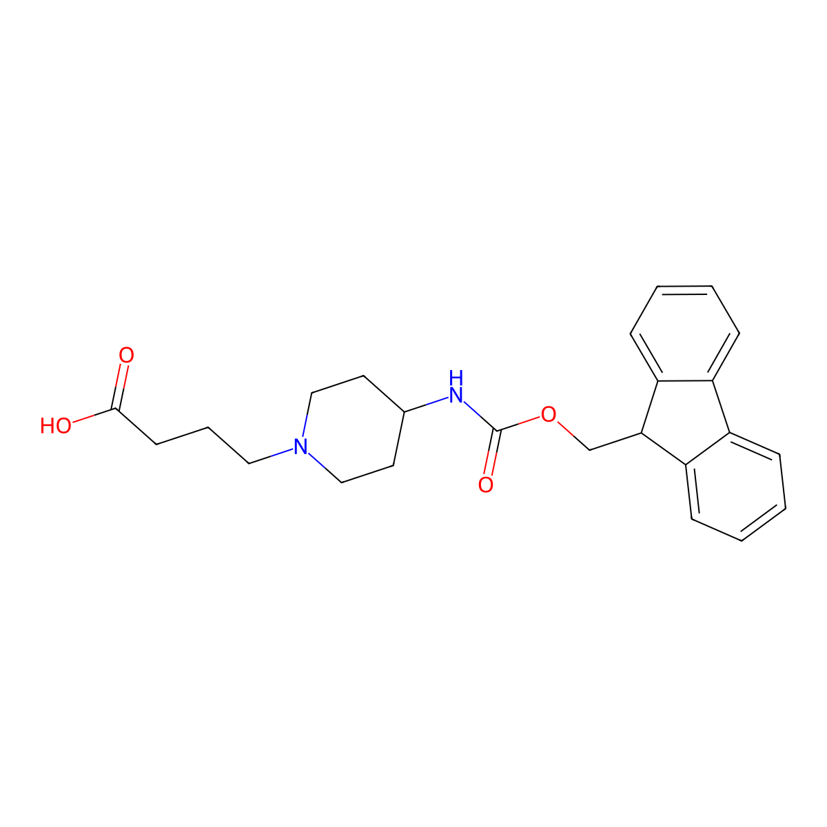 4-[4-({[(9H-fluoren-9-yl)methoxy]carbonyl}amino)piperidin-1-yl]butanoic acid molecular structure, CAS 2138386-51-1