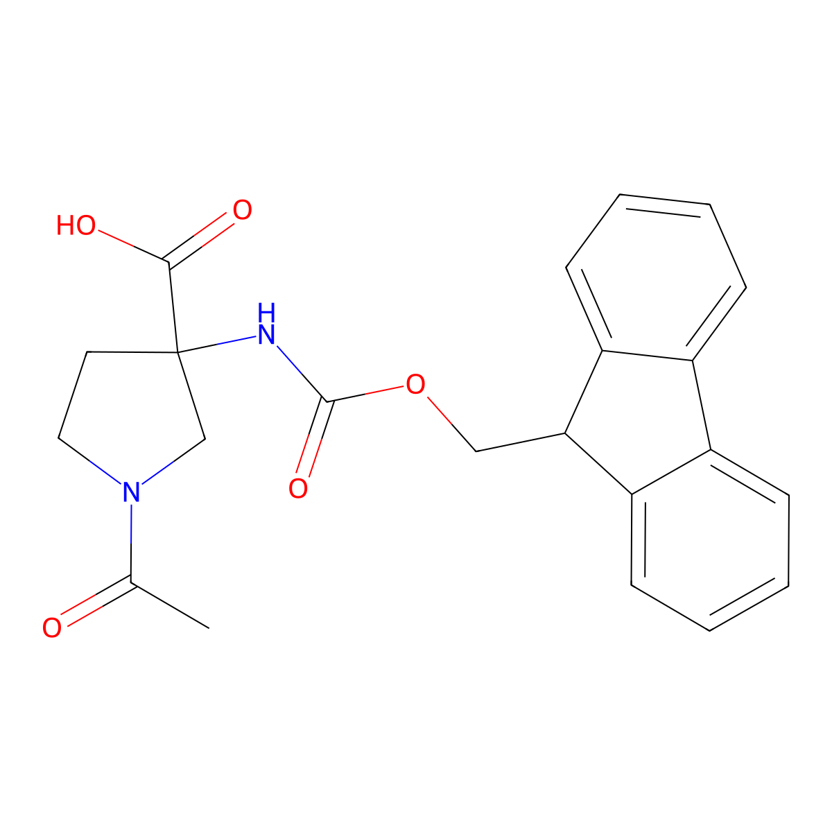 1-acetyl-3-({[(9H-fluoren-9-yl)methoxy]carbonyl}amino)pyrrolidine-3-carboxylic acid molecular structure, CAS 2138387-20-7