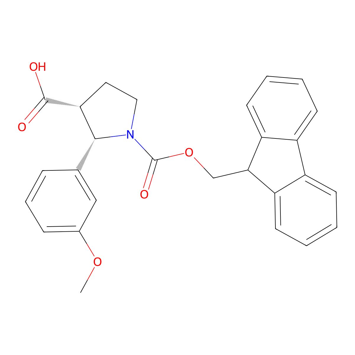 rac-(2R,3S)-1-(((9H-fluoren-9-yl)methoxy)carbonyl)-2-(3-methoxyphenyl)pyrrolidine-3-carboxylic acid molecular structure, CAS 2138388-57-3
