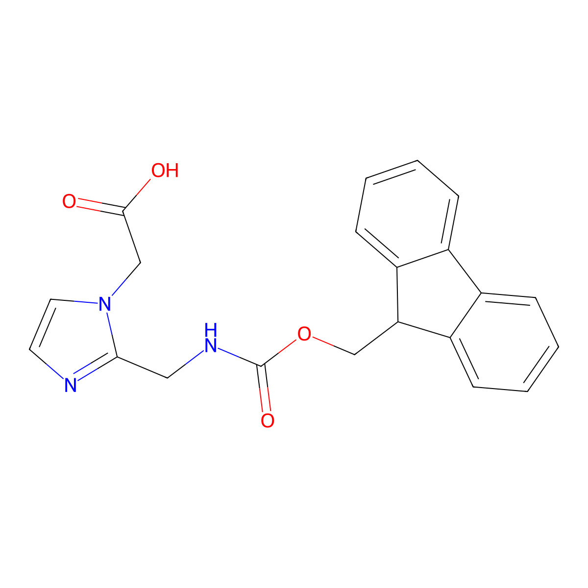 2-{2-[({[(9H-fluoren-9-yl)methoxy]carbonyl}amino)methyl]-1H-imidazol-1-yl}acetic acid molecular structure, CAS 2138389-87-2