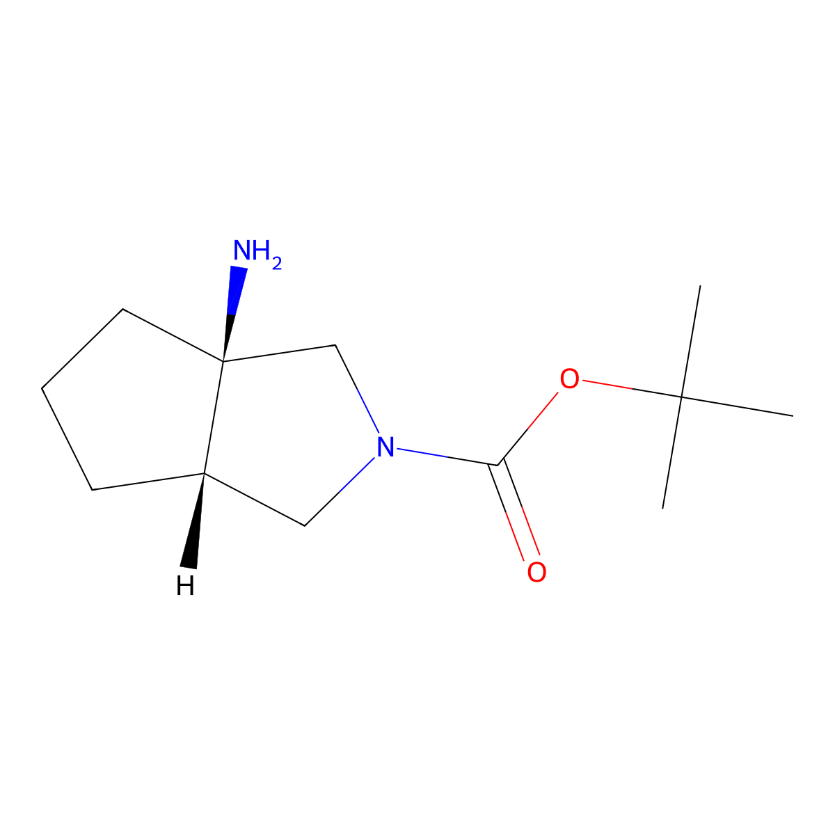 Rac-tert-butyl (3aR,6aS)-3a-amino-octahydrocyclopenta[c]pyrrole-2-carboxylate molecular structure, CAS 2138389-89-4