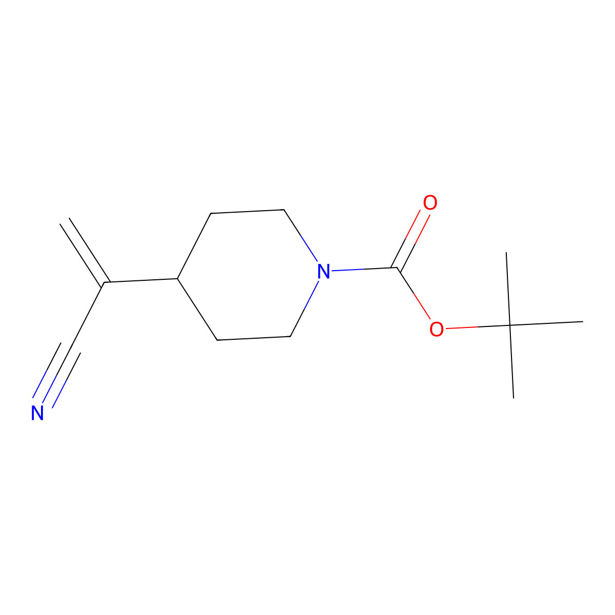 Tert-butyl 4-(1-cyanoeth-1-en-1-yl)piperidine-1-carboxylate molecular structure, CAS 2138390-36-8