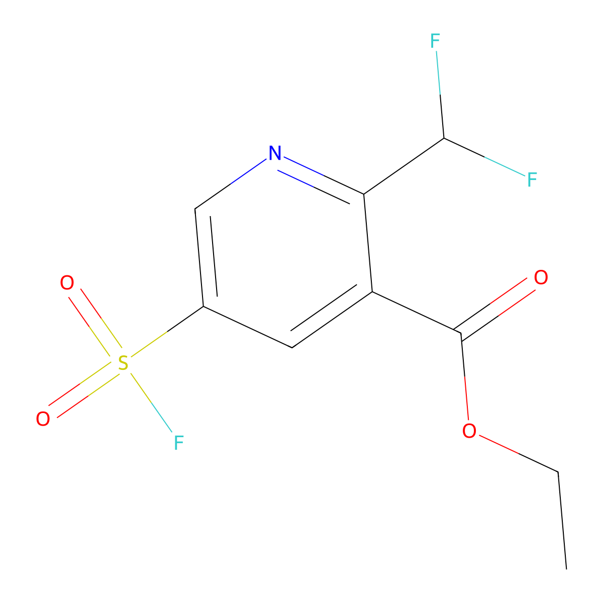 Ethyl 2-(difluoromethyl)-5-(fluorosulfonyl)pyridine-3-carboxylate molecular structure, CAS 2138390-49-3