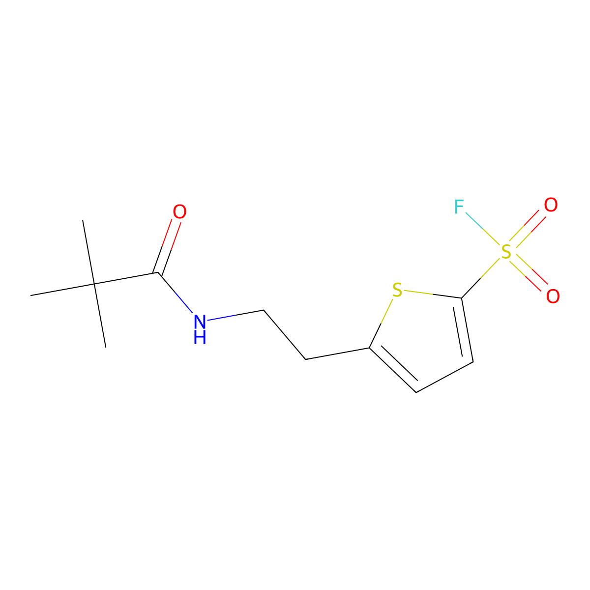 5-[2-(2,2-Dimethylpropanamido)ethyl]thiophene-2-sulfonyl fluoride molecular structure, CAS 2138390-84-6
