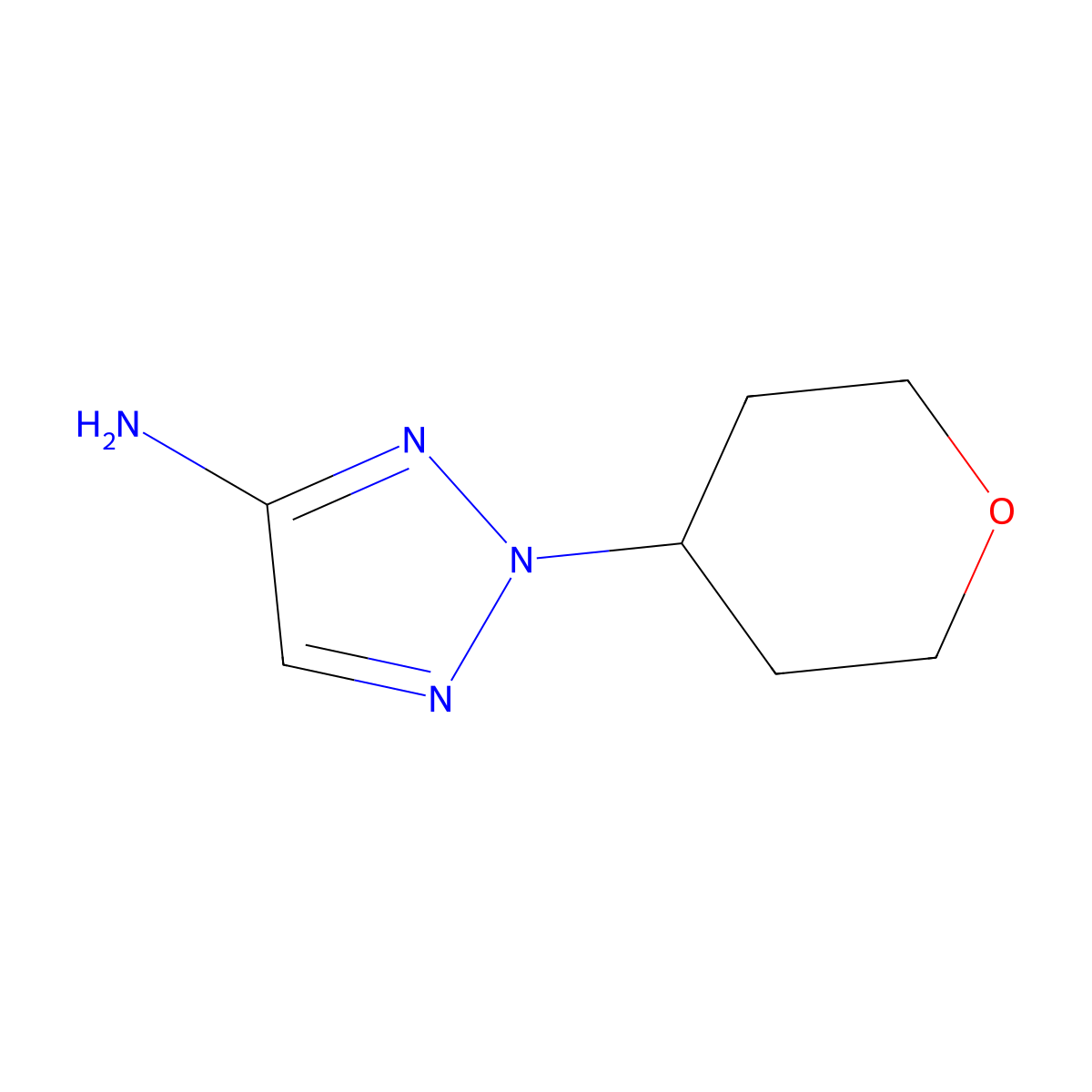 2-(oxan-4-yl)-2H-1,2,3-triazol-4-amine molecular structure, CAS 2138392-06-8