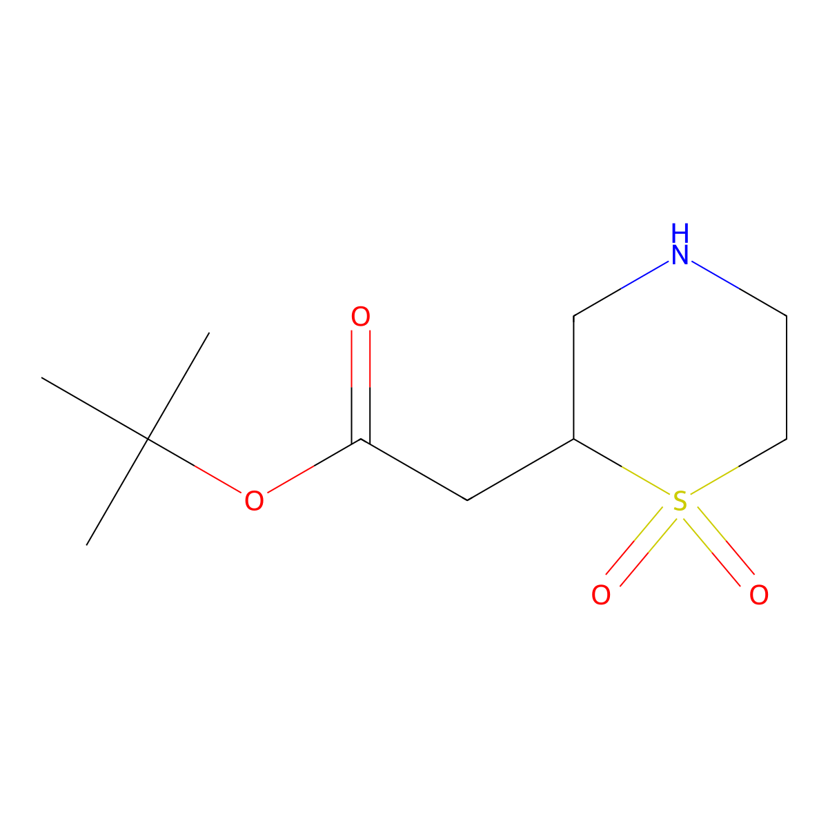 Tert-butyl 2-(1,1-dioxo-1lambda6-thiomorpholin-2-yl)acetate molecular structure, CAS 2138392-13-7