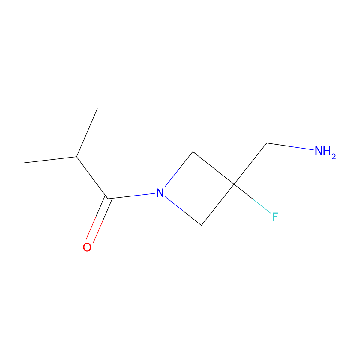 1-[3-(Aminomethyl)-3-fluoroazetidin-1-yl]-2-methylpropan-1-one molecular structure, CAS 2138392-75-1