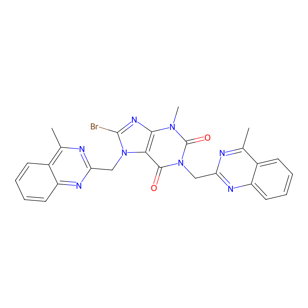 8-Bromo-3-methyl-1,7-bis((4-methylquinazolin-2-yl)methyl)-1H-purine-2,6(3H,7H)-dione molecular structure, CAS 2138392-83-1