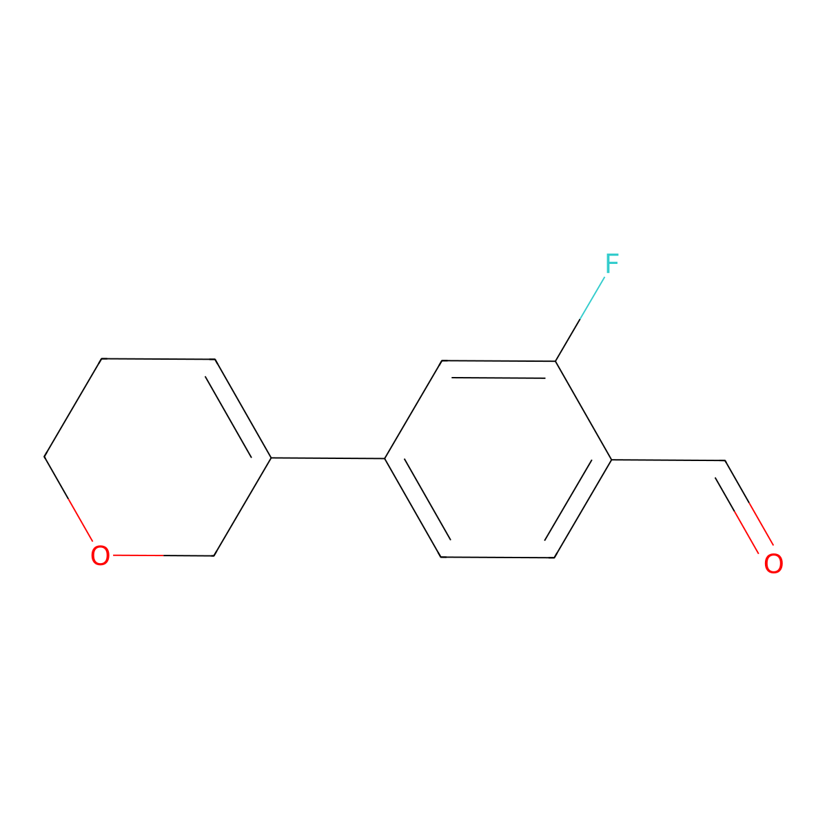 4-(5,6-dihydro-2H-pyran-3-yl)-2-fluorobenzaldehyde molecular structure, CAS 2138393-17-4