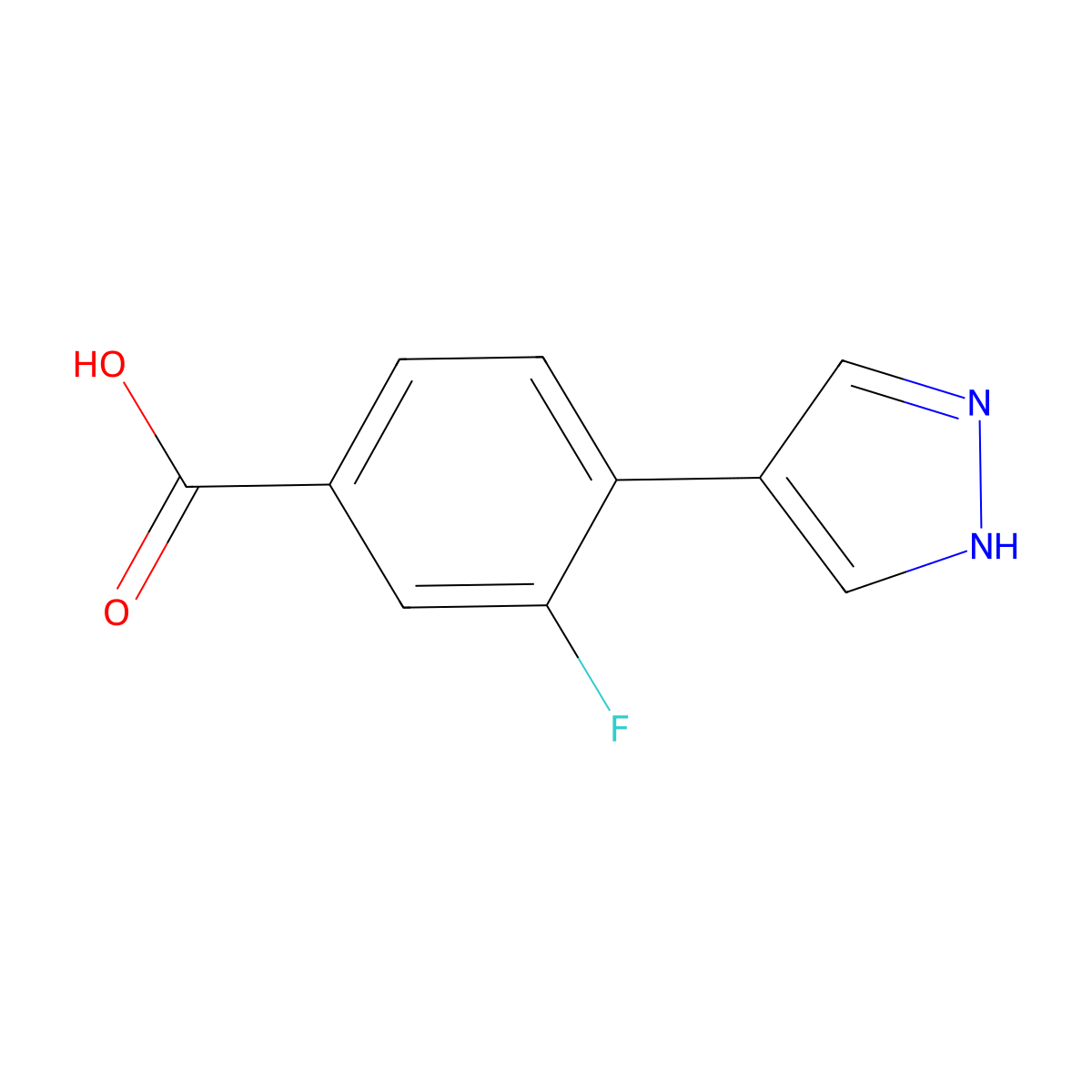 3-Fluoro-4-(1H-pyrazol-4-yl)benzoic acid molecular structure, CAS 2138393-28-7