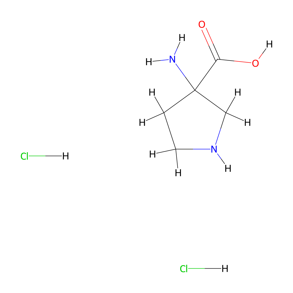 3-Aminopyrrolidine-3-carboxylic acid dihydrochloride molecular structure, CAS 2138393-63-0