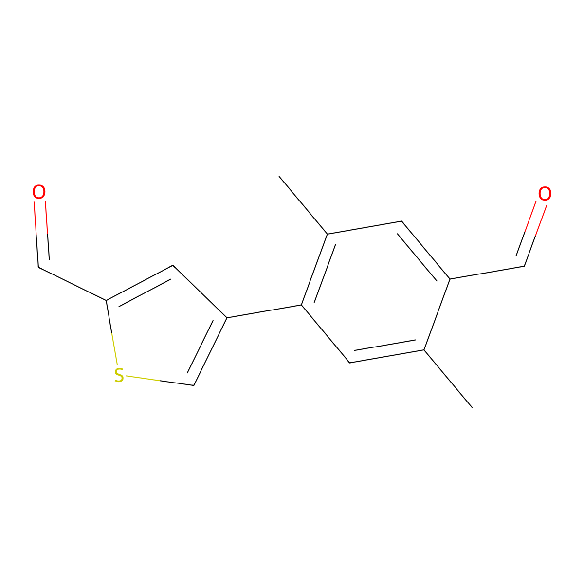 4-(4-Formyl-2,5-dimethylphenyl)thiophene-2-carbaldehyde molecular structure, CAS 2138394-29-1