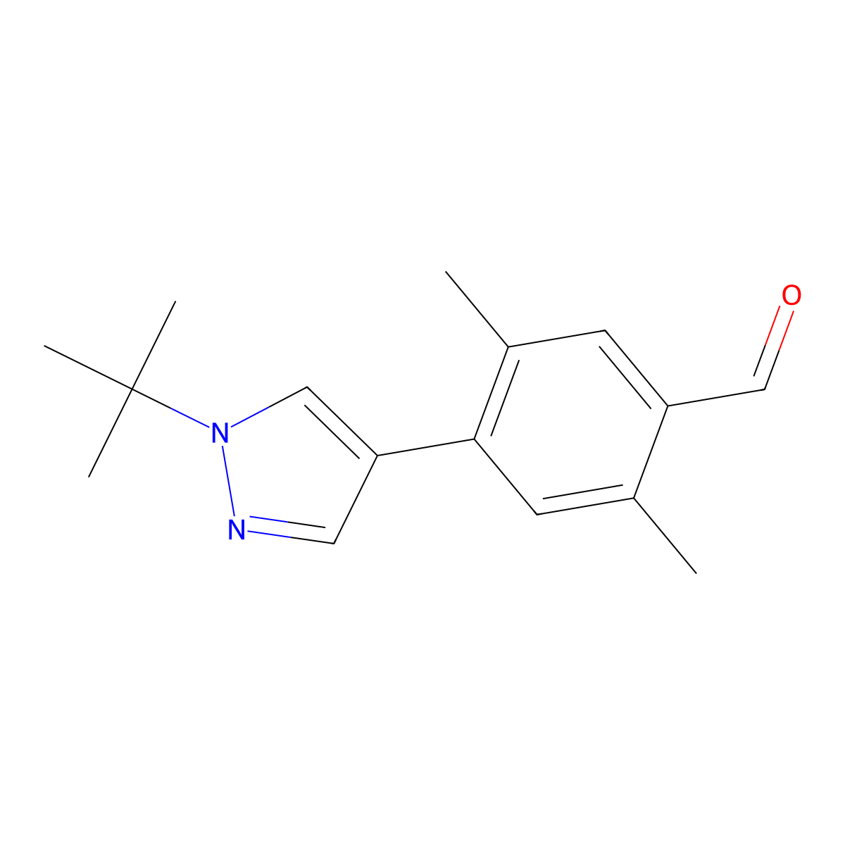 4-(1-tert-butyl-1H-pyrazol-4-yl)-2,5-dimethylbenzaldehyde molecular structure, CAS 2138394-33-7