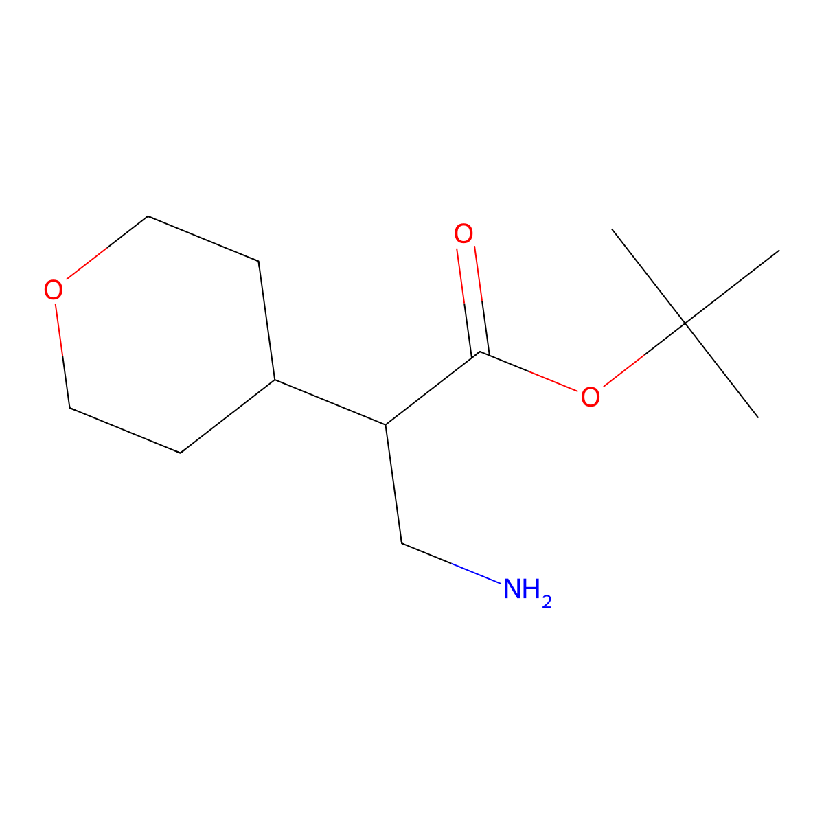 Tert-butyl 3-amino-2-(oxan-4-yl)propanoate molecular structure, CAS 2138394-93-9