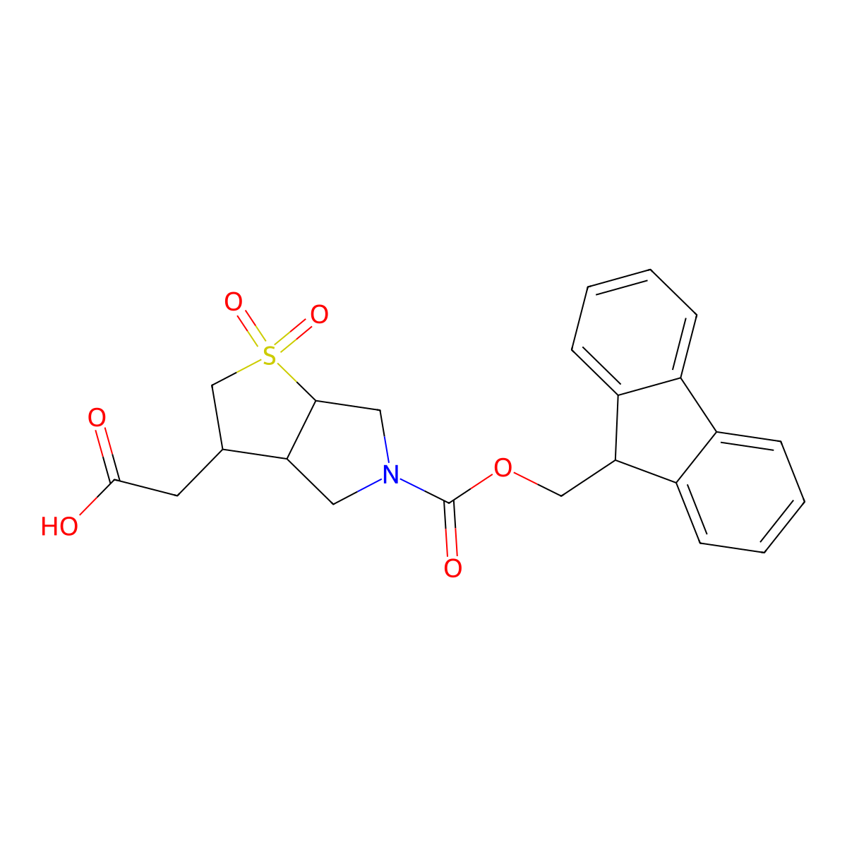 2-(5-{[(9H-fluoren-9-yl)methoxy]carbonyl}-1,1-dioxo-hexahydro-2H-1lambda6-thieno[2,3-c]pyrrol-3-yl)acetic acid molecular structure, CAS 2138394-94-0