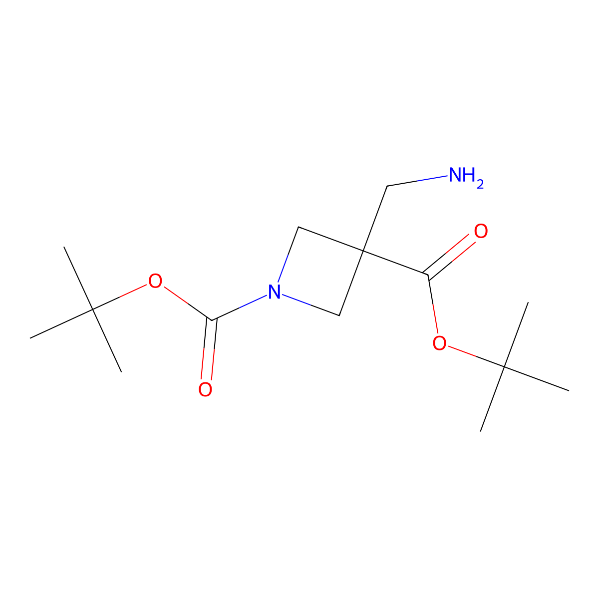1,3-Di-tert-butyl3-(aminomethyl)azetidine-1,3-dicarboxylate molecular structure, CAS 2138395-17-0