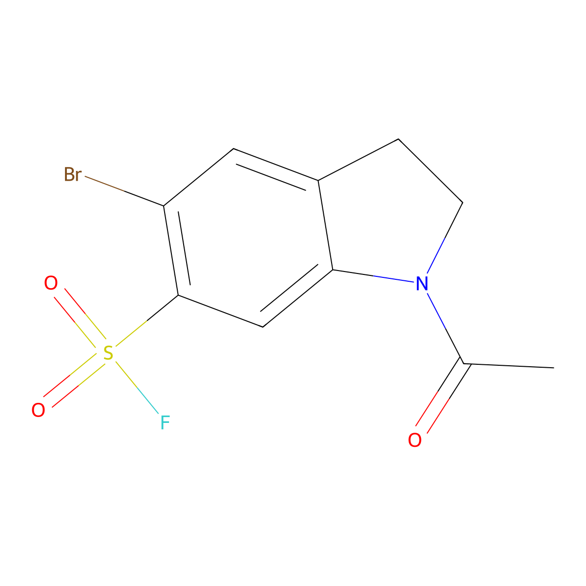 1-acetyl-5-bromo-2,3-dihydro-1H-indole-6-sulfonyl fluoride molecular structure, CAS 2138395-19-2