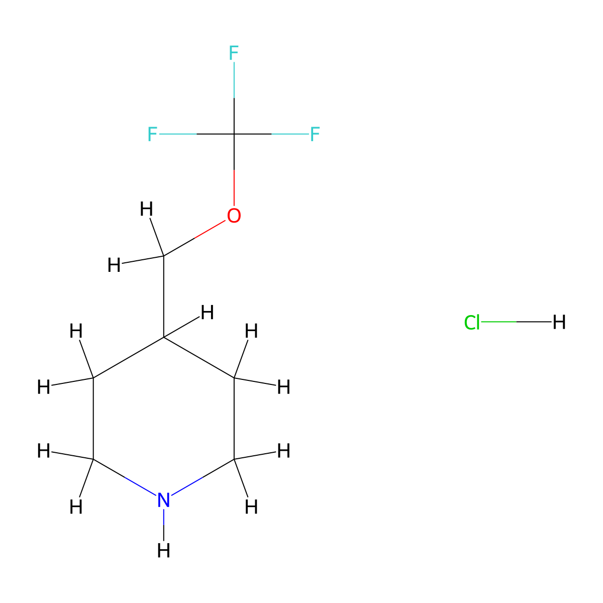 4-[(Trifluoromethoxy)methyl]piperidine hydrochloride molecular structure, CAS 2138395-97-6