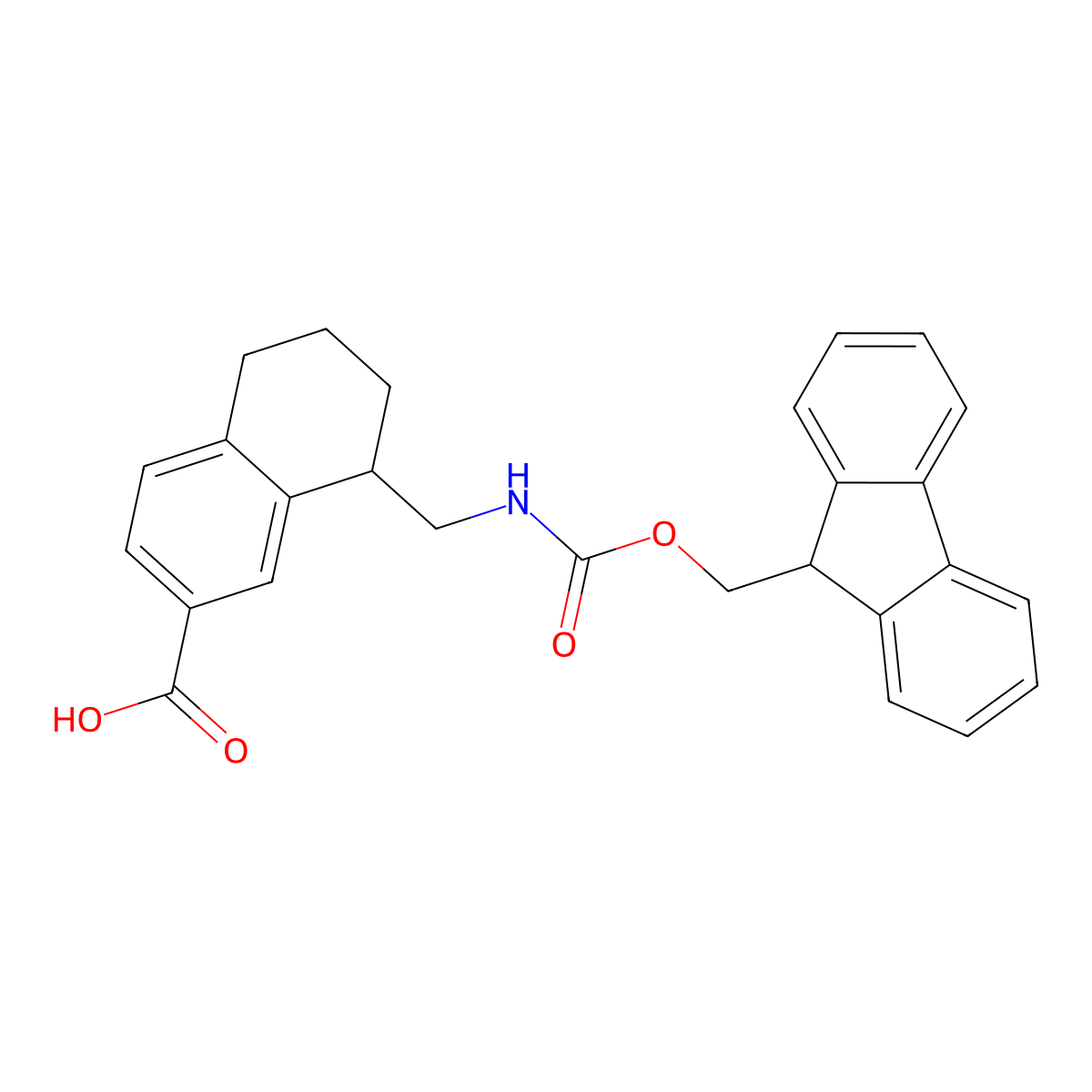 8-(((((9H-fluoren-9-yl)methoxy)carbonyl)amino)methyl)-5,6,7,8-tetrahydronaphthalene-2-carboxylic acid molecular structure, CAS 2138398-65-7