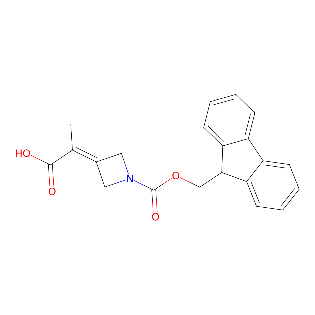 2-(1-{[(9H-fluoren-9-yl)methoxy]carbonyl}azetidin-3-ylidene)propanoic acid molecular structure, CAS 2138398-73-7