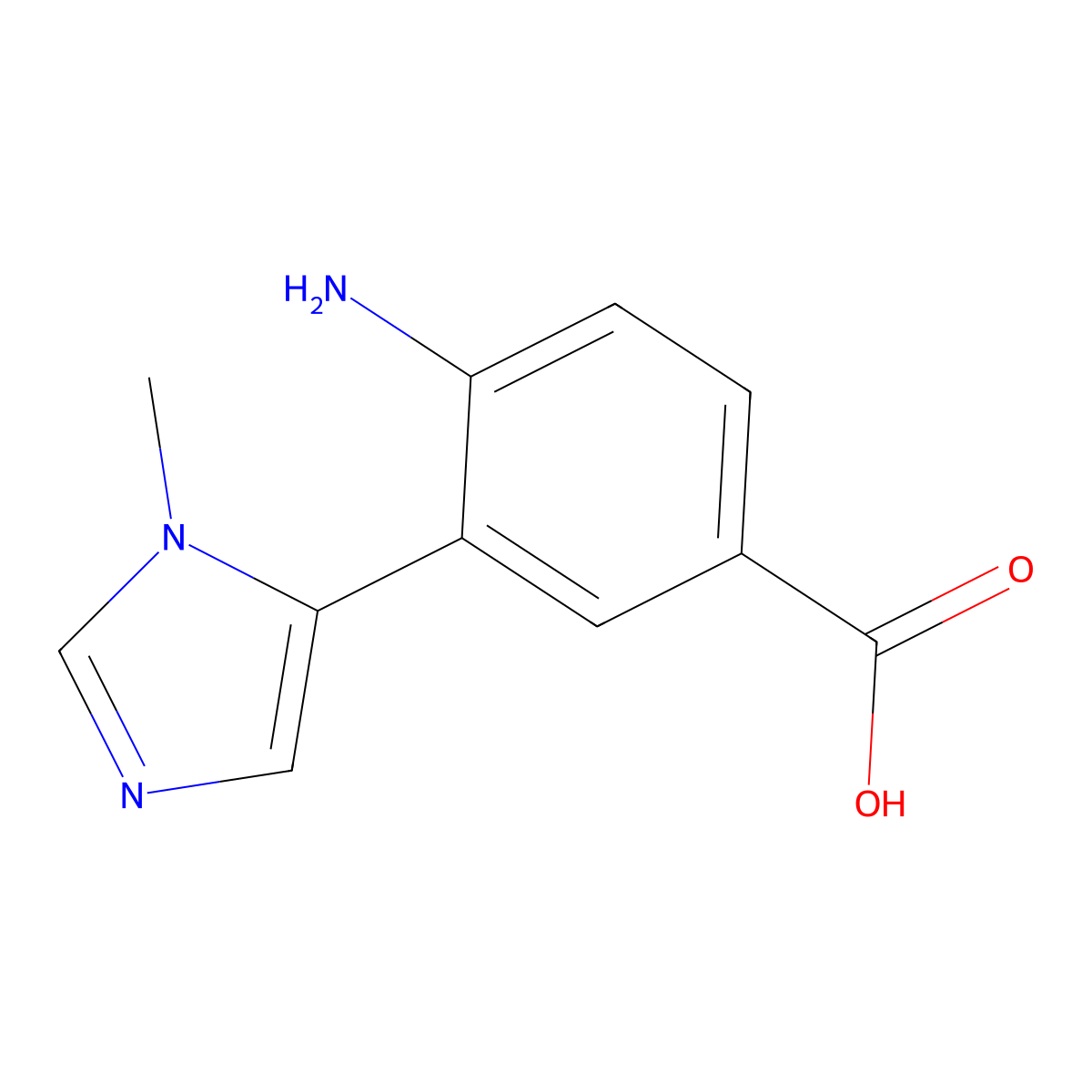 4-amino-3-(1-methyl-1H-imidazol-5-yl)benzoic acid molecular structure, CAS 2138399-90-1