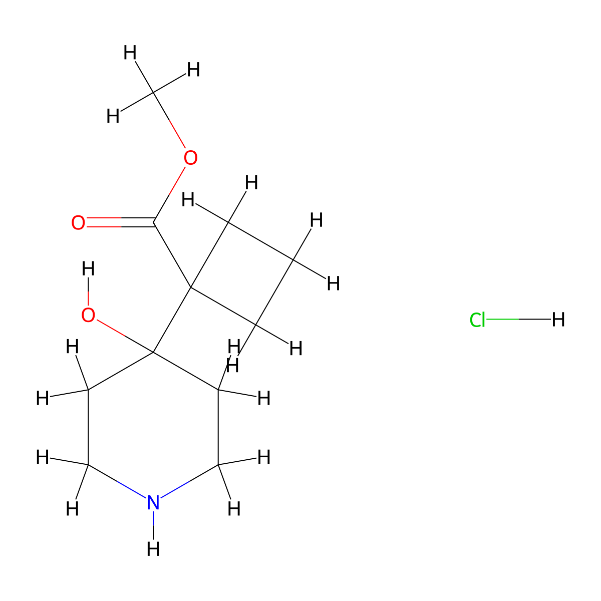 Methyl 1-(4-hydroxypiperidin-4-yl)cyclobutane-1-carboxylate hydrochloride molecular structure, CAS 2138401-74-6