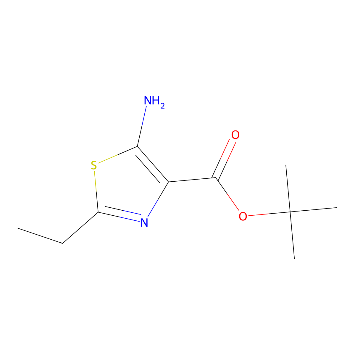 Tert-butyl 5-amino-2-ethyl-1,3-thiazole-4-carboxylate molecular structure, CAS 2138401-95-1