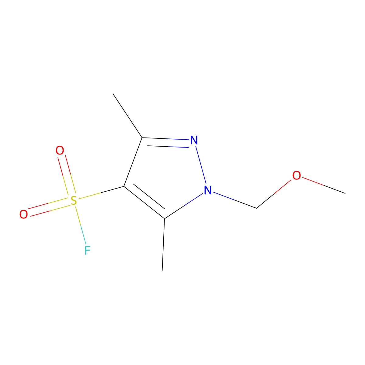 1-(methoxymethyl)-3,5-dimethyl-1H-pyrazole-4-sulfonyl fluoride molecular structure, CAS 2138402-11-4