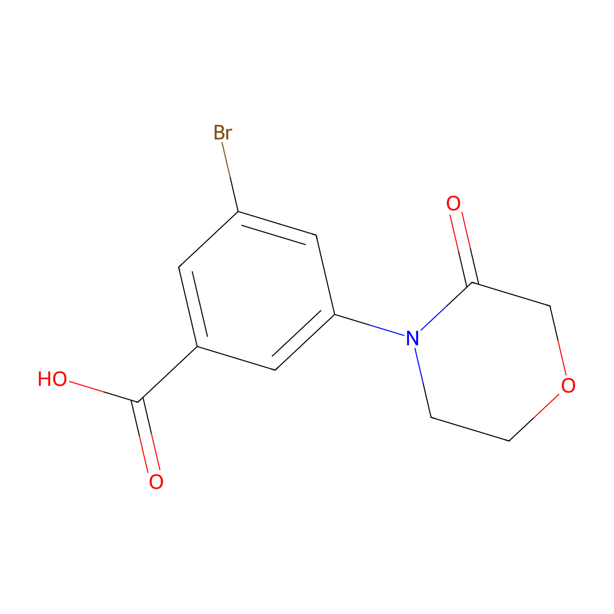 3-Bromo-5-(3-oxomorpholin-4-yl)benzoic acid molecular structure, CAS 2138403-61-7