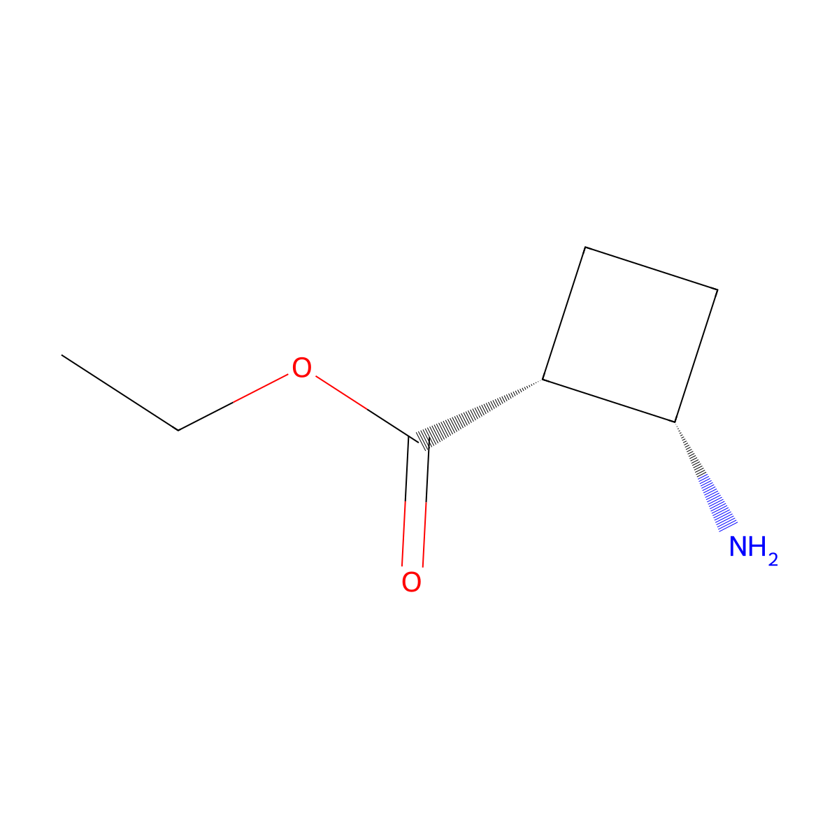rac-ethyl (1R,2S)-2-aminocyclobutane-1-carboxylate molecular structure, CAS 2138406-08-1