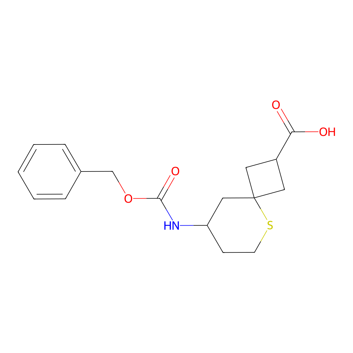 8-{[(Benzyloxy)carbonyl]amino}-5-thiaspiro[3.5]nonane-2-carboxylic acid molecular structure, CAS 2138406-18-3