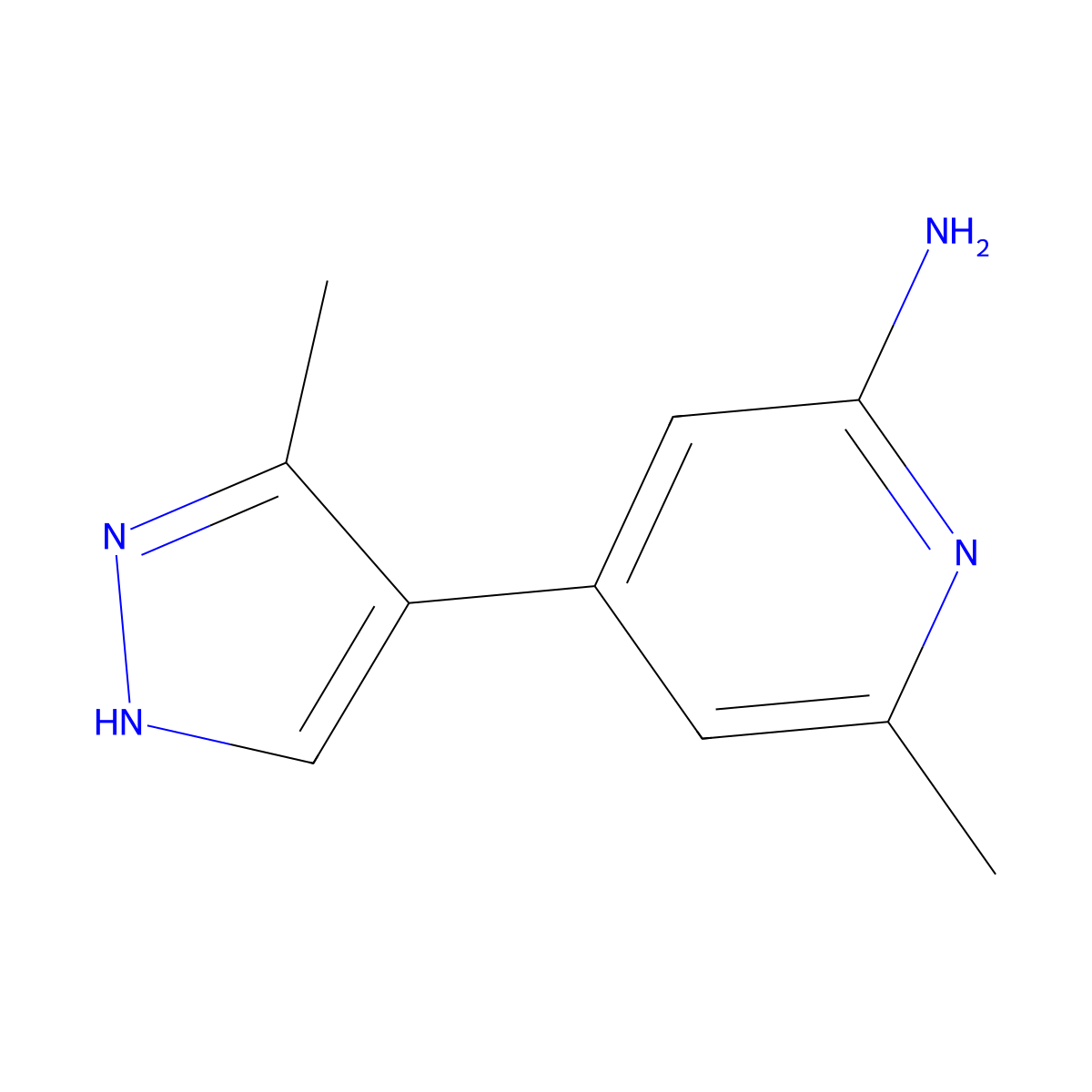 6-methyl-4-(3-methyl-1H-pyrazol-4-yl)pyridin-2-amine molecular structure, CAS 2138408-97-4